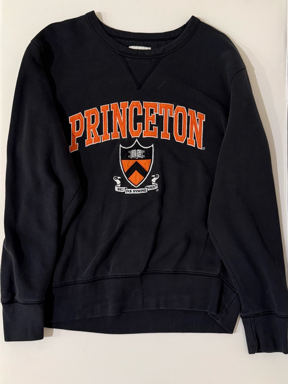 Prince Black Crewneck with Orange Princeton Logo